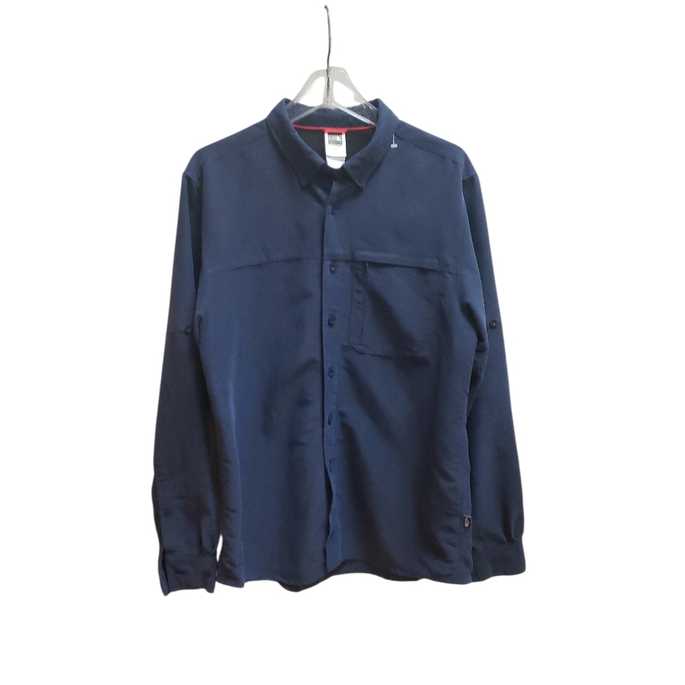 The North Face Syncline Navy Blue Button-Up Shirt Mens Size M Long Sleeve
